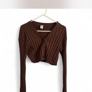 Abound Brown Ribbed Cardigan Sweater